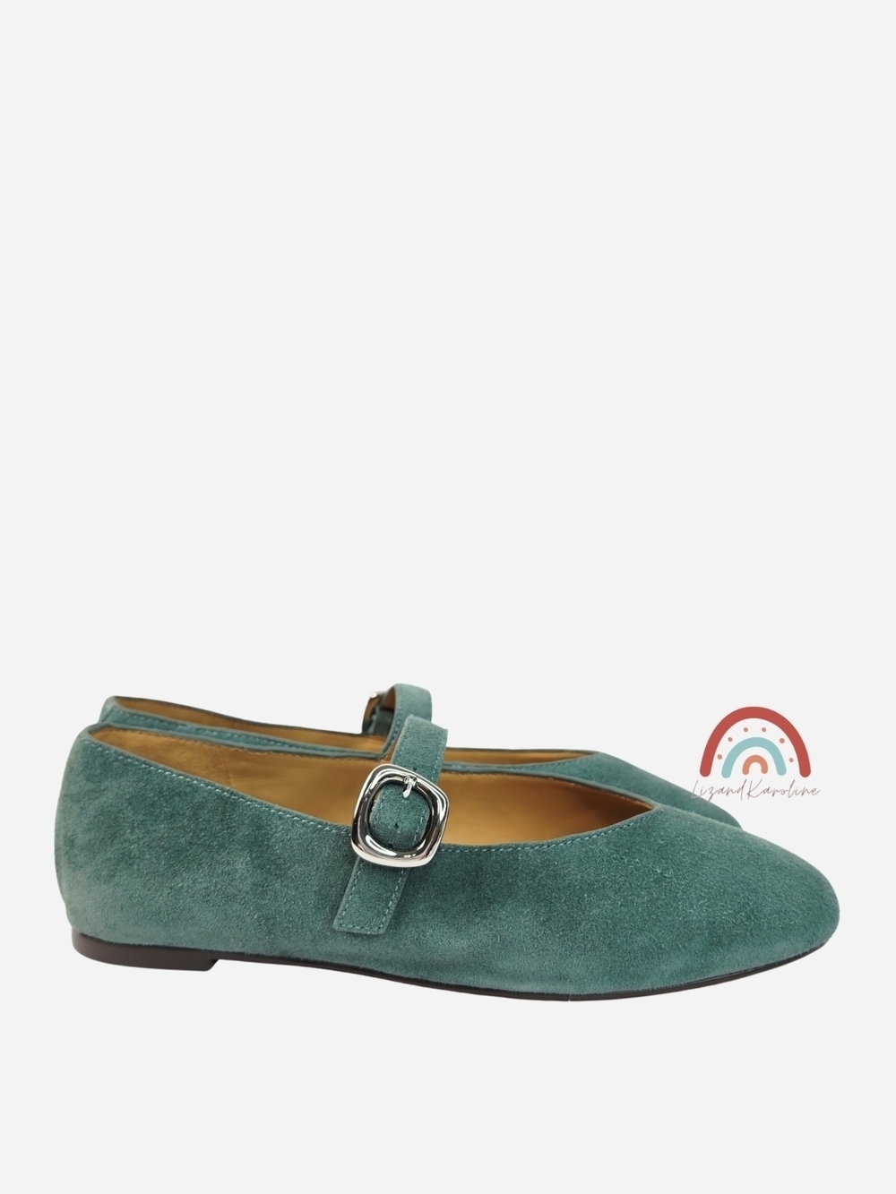 New! Madewell The Remy Mary Jane Flat in Leather Suede Architect Green - Picture 4 of 15